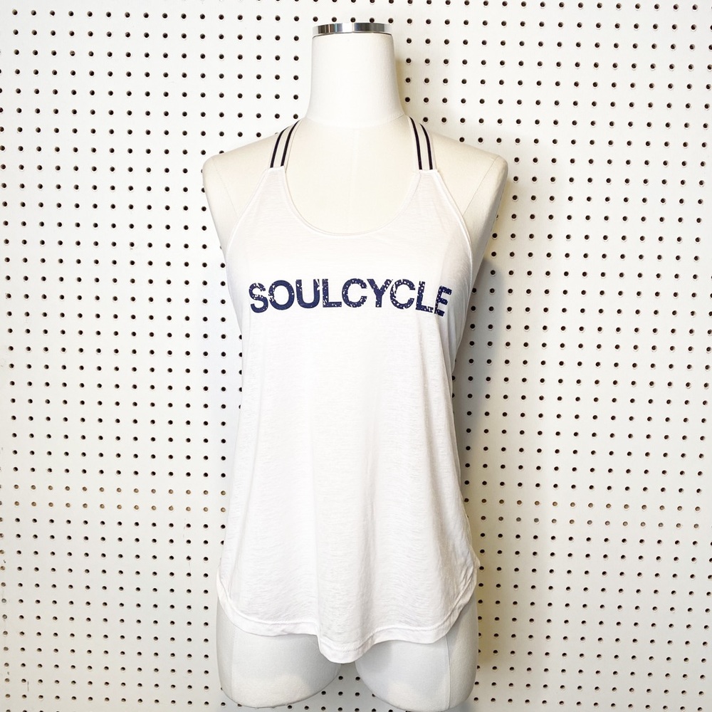 Soulcycle | White Racerback T-Strap, Logo Muscle‎ Tank Sz. XS